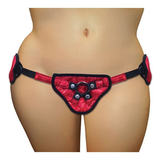 Plus Size Red Lace og Satin Korsett Sportsheets 830286 Svart/Rød