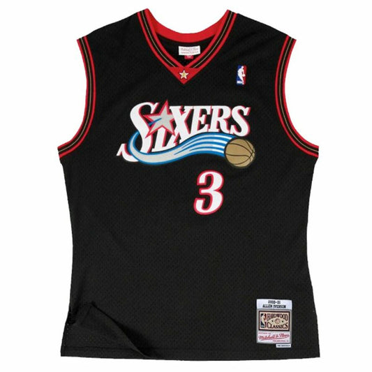 Basketball-skjorte Mitchell & Ness Sixers Philadelphia 76ers Allen Iverson Svart