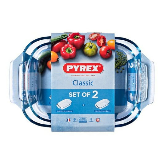 Sett med ovnsretter Pyrex Classic Gjennomsiktig Borosilikatglass (2 pcs)