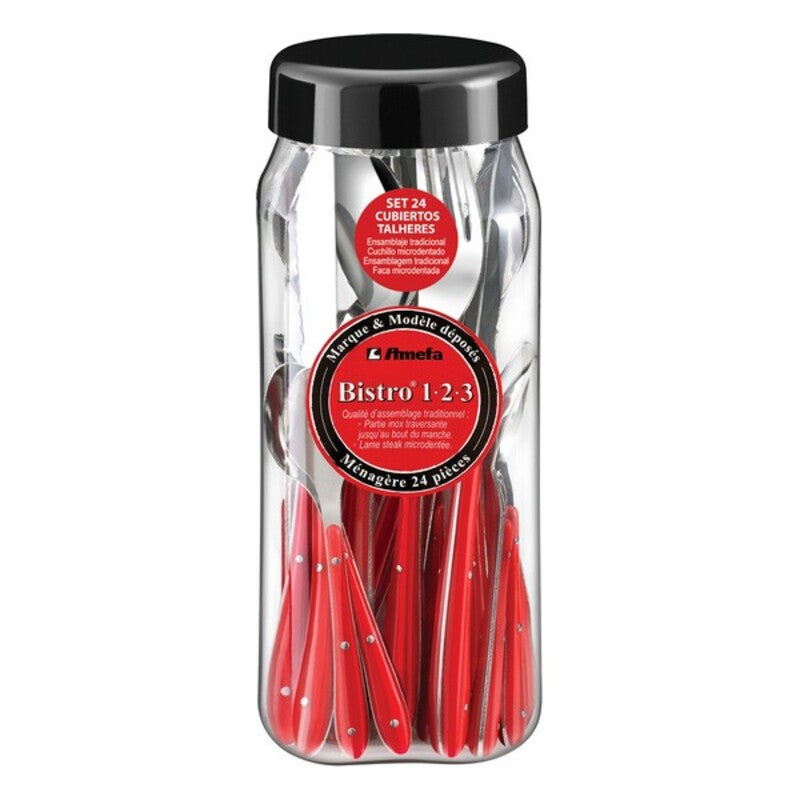 Bestikksett Amefa Bistro 1-2-3 (24 pcs) Svart Rustfritt stål