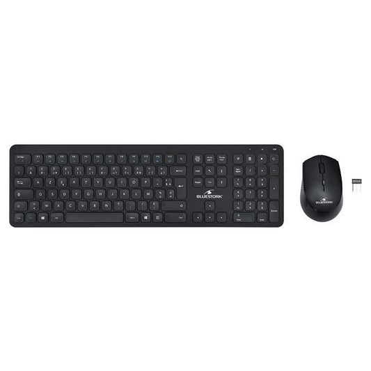 Tastatur og Mus Bluestork Easy Slim Svart AZERTY