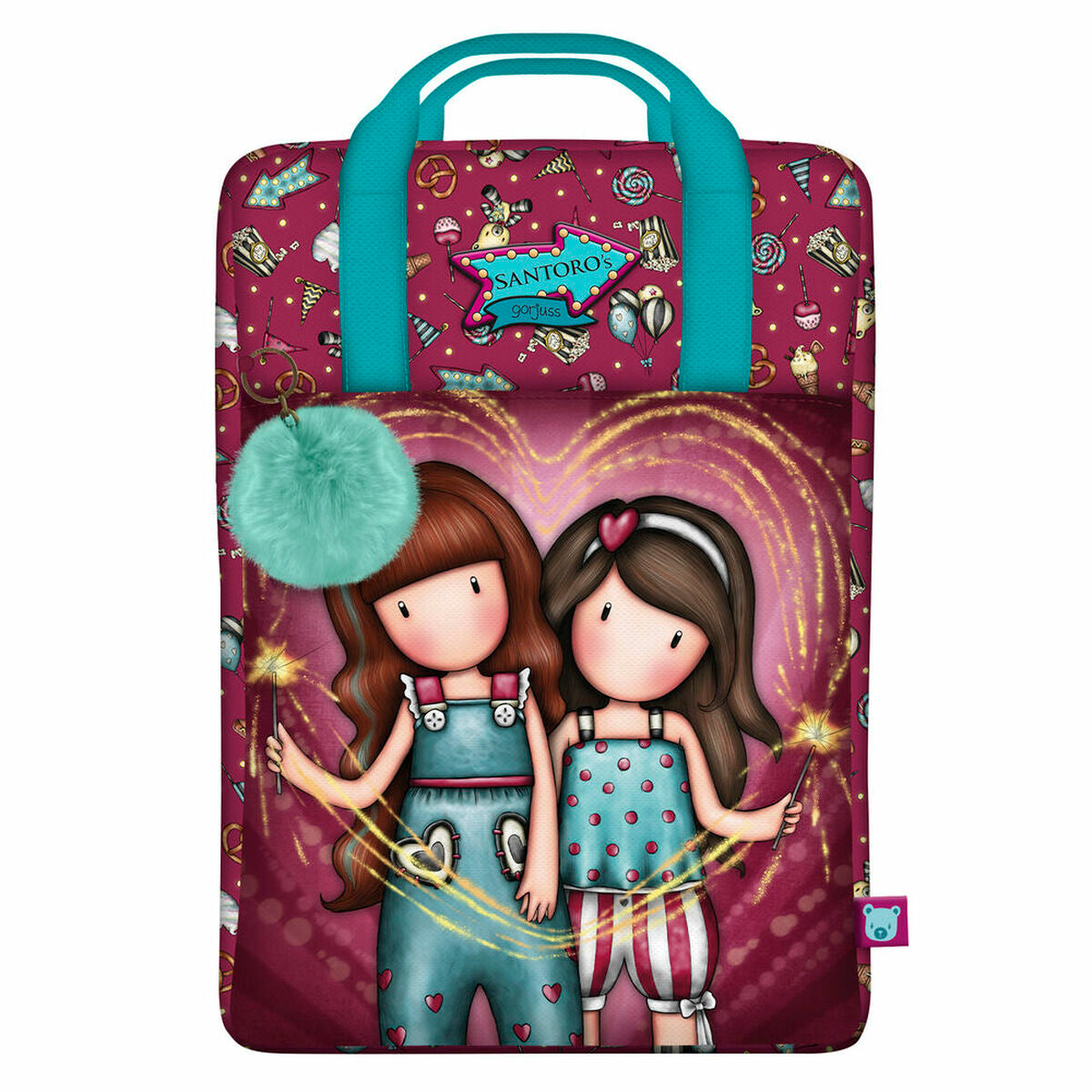 Skolebag Gorjuss Fireworks Rødbrun (25 x 36 x 10 cm)