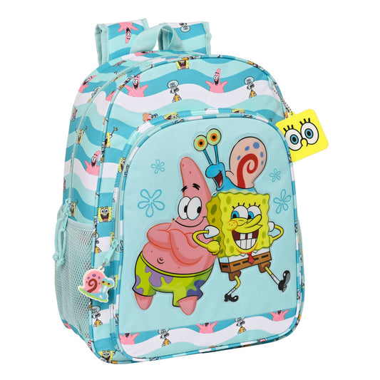 Skolebag Spongebob Stay positive Blå Hvit (33 x 42 x 14 cm)