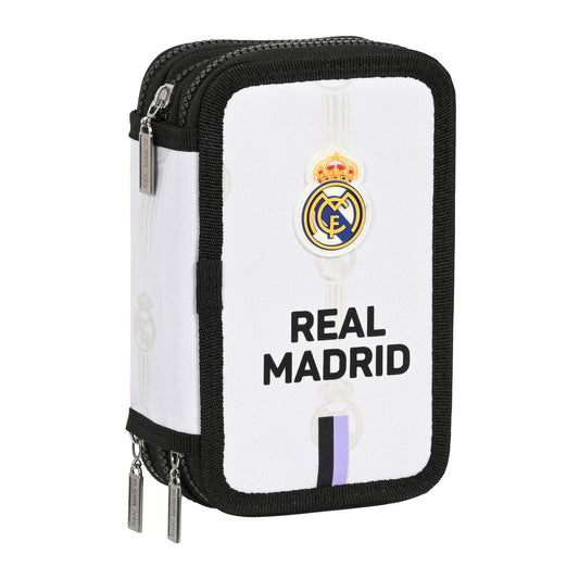 Trippel Pennal Real Madrid C.F. Svart Hvit (12.5 x 19.5 x 5.5 cm) (36 Deler)