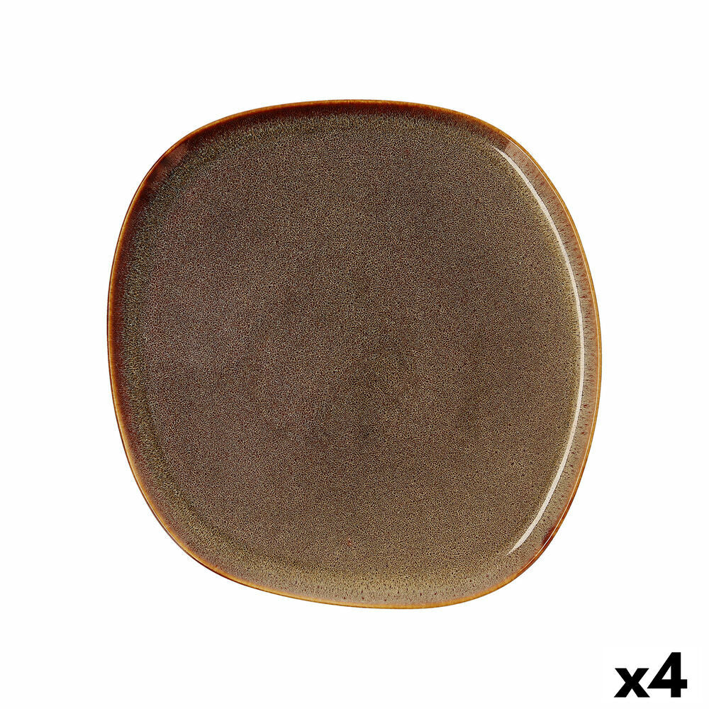 Tallerken Bidasoa Ikonic Keramikk Brun (26,5 x 25,7 x 1,5 cm) (Pack 4x)