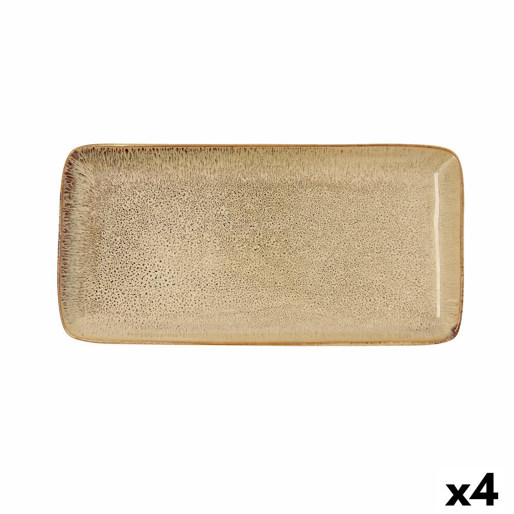 Serveringsfat Bidasoa Ikonic Keramikk Brun (28 x 14 cm) (Pack 4x)