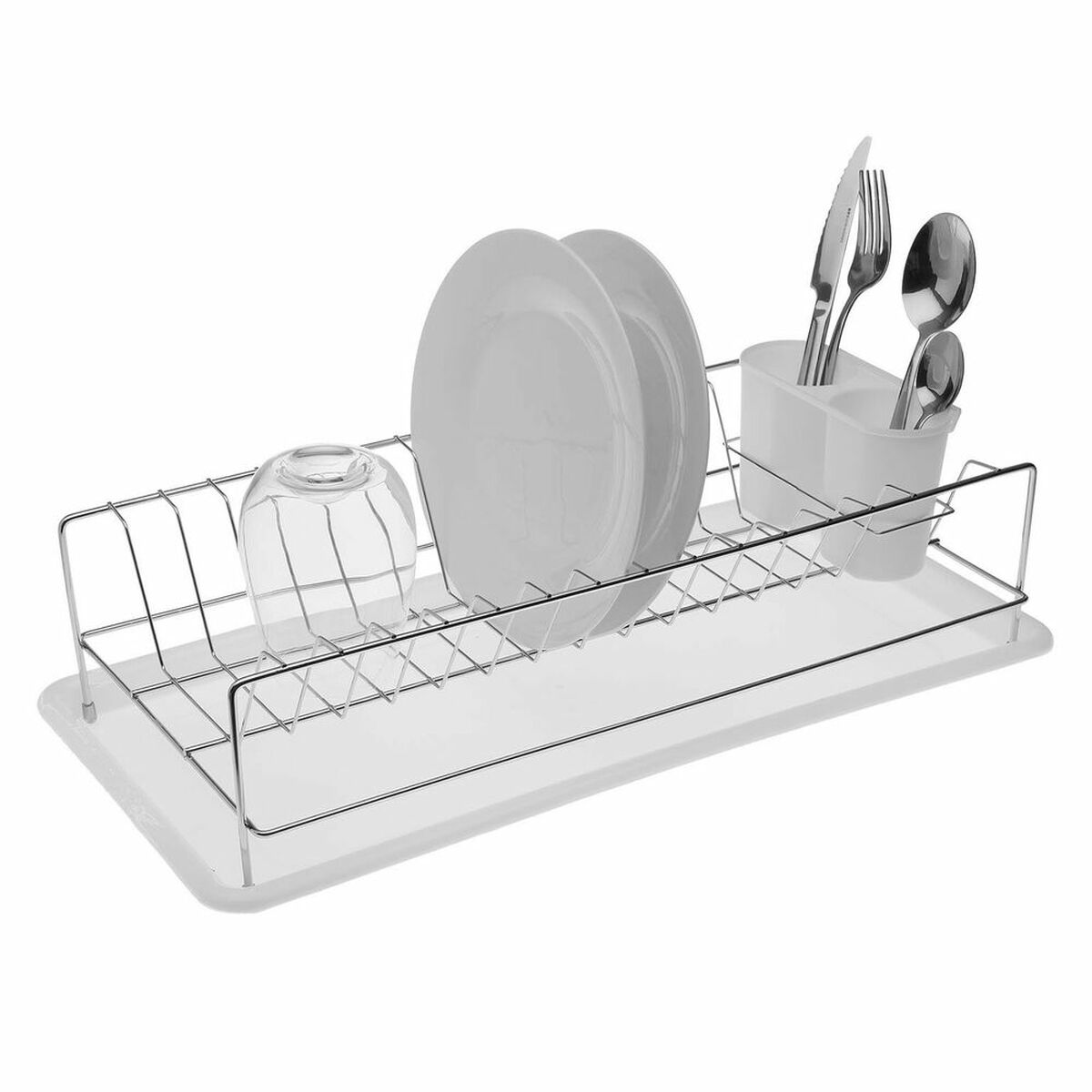 Dreneringsstativ for kjøkkenvask Versa Plater Hvit Lengde Stål Jern polypropylen (24,7 x 11,6 x 50,5 cm)