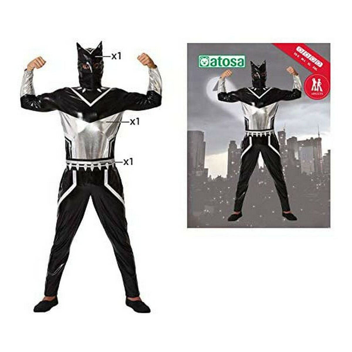 Kostyme voksne Black Panther Superhelt Svart