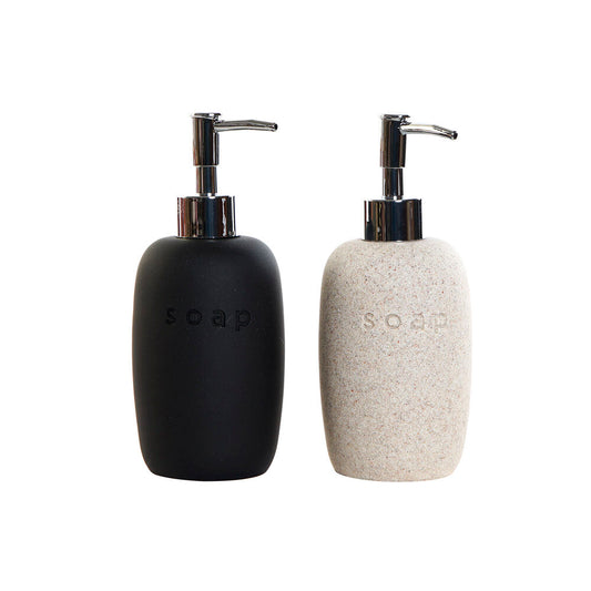 Såpedispenser DKD Home Decor PVC Steintøy (2 pcs) (8 x 8 x 18 cm)