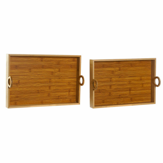 Sett med brett DKD Home Decor Naturell Bambus (45 x 30.5 x 10.5 cm) (41.5 x 28.4 x 10.5 cm) (2 pcs)