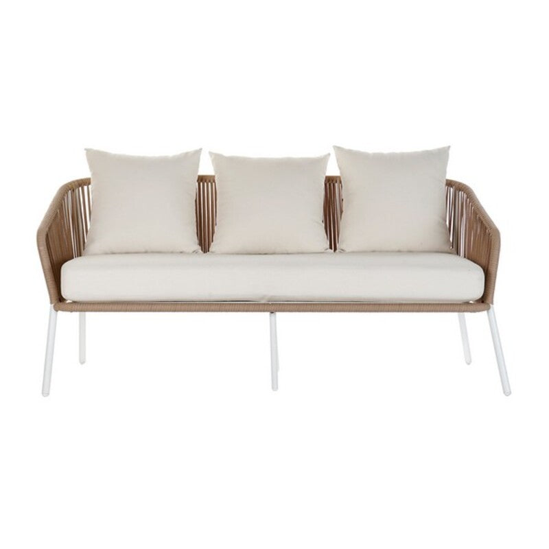 Sofa og bordsett DKD Home Decor MB-179038 Beige Hagen Polyester Tau Aluminium (151,5 x 72 x 70 cm) (4 pcs)