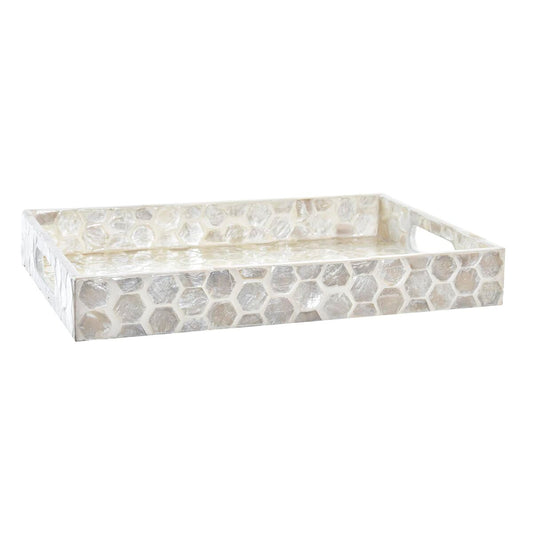 Snacksbrett DKD Home Decor Mosaikk Hvit Perlemor Boho (30 x 20 x 4 cm)