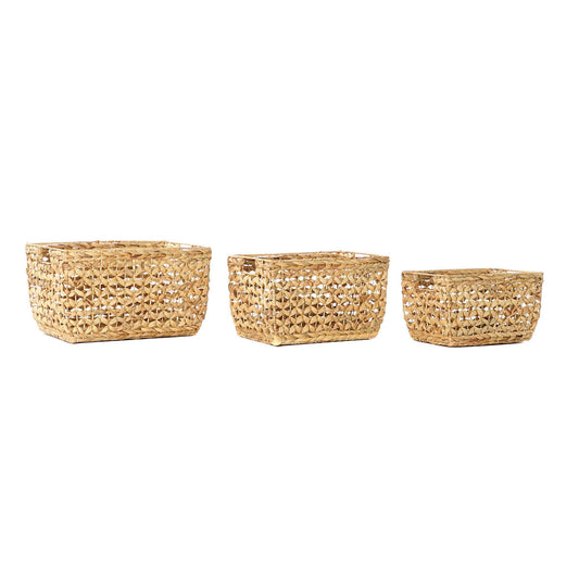 Basketballsett DKD Home Decor Siv (48 x 35 x 28 cm) (3 Deler)