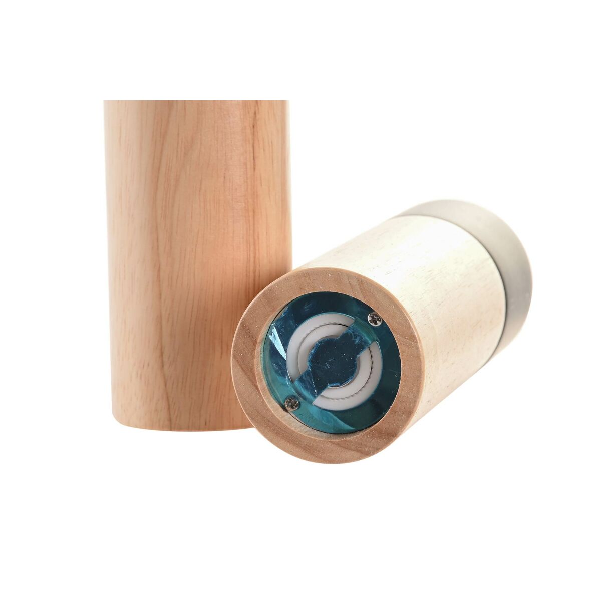 Salt og peppersett DKD Home Decor Svart Gummitre Hvit (5 x 5 x 16 cm) (2 enheter)