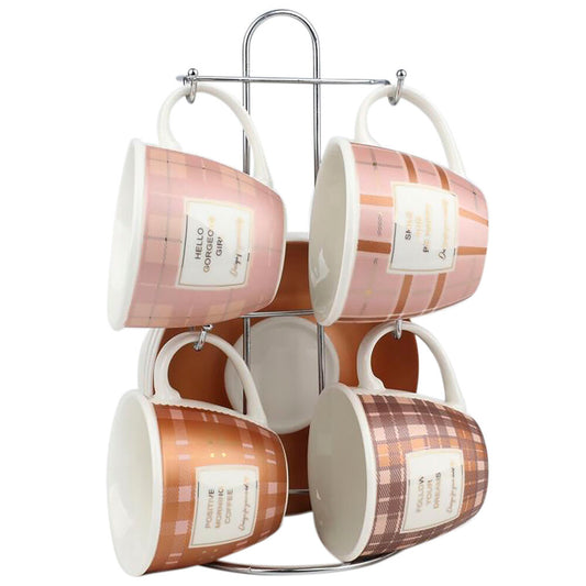Delers Kaffekoppsett DKD Home Decor Rosa Brun Bone China Porselen (210 ml)