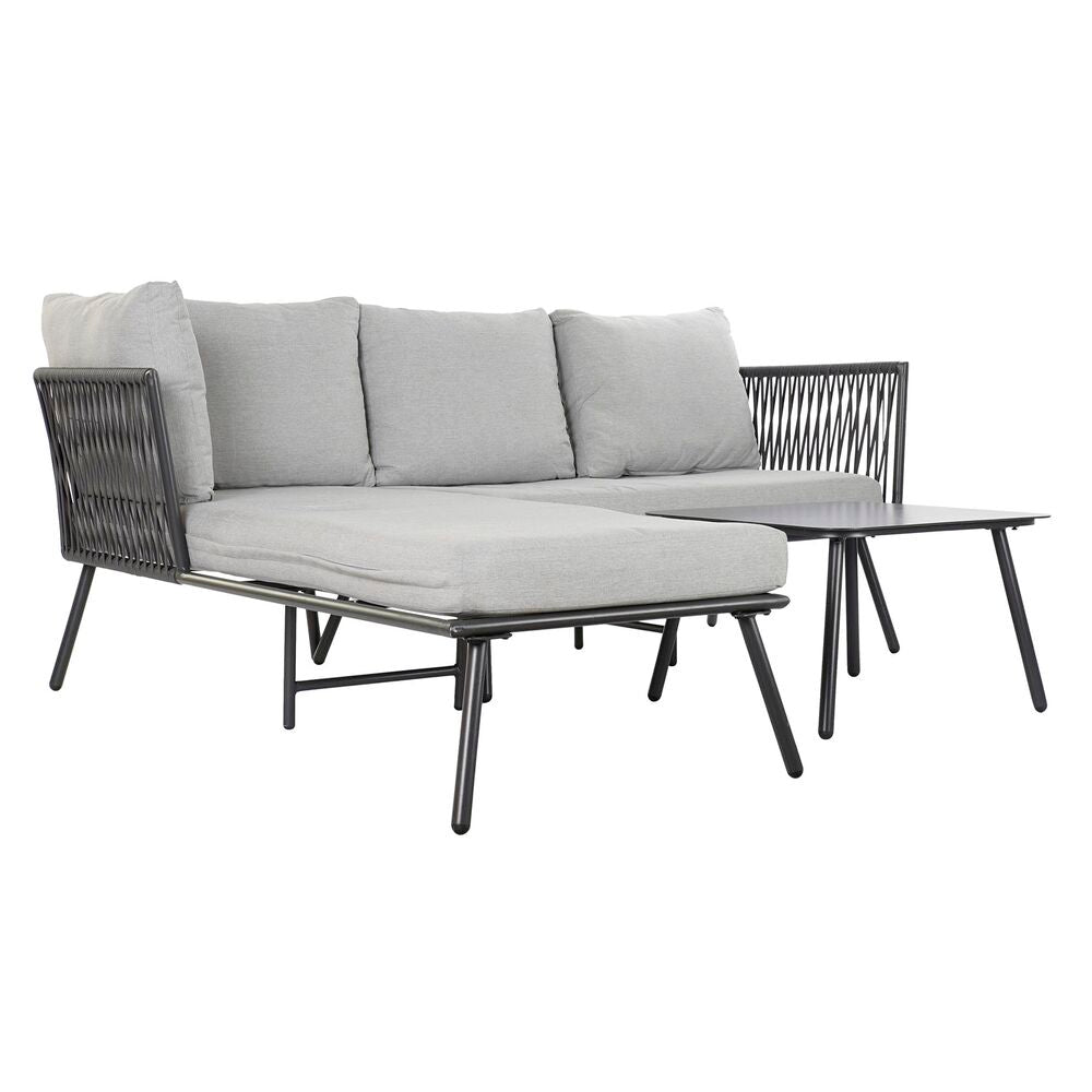 Hagesofa DKD Home Decor Svart Polyester Tau Aluminium (192 x 163 x 86 cm)