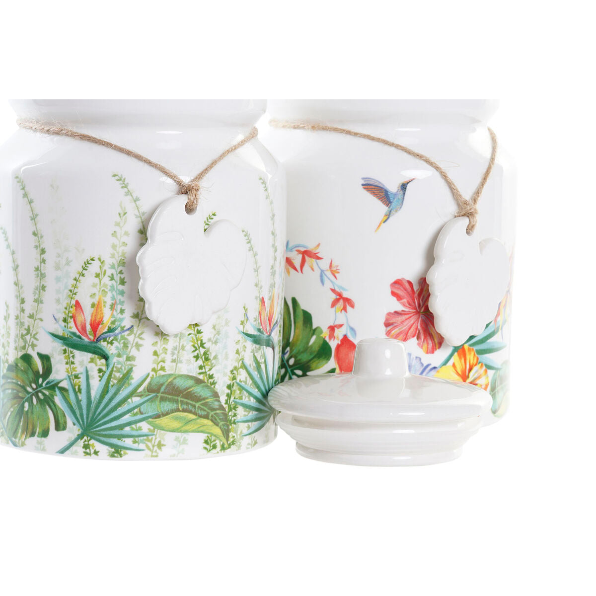 Boks DKD Home Decor Hagen Flerfarget Tropisk Dolomite (2,3 L) (2 enheter)
