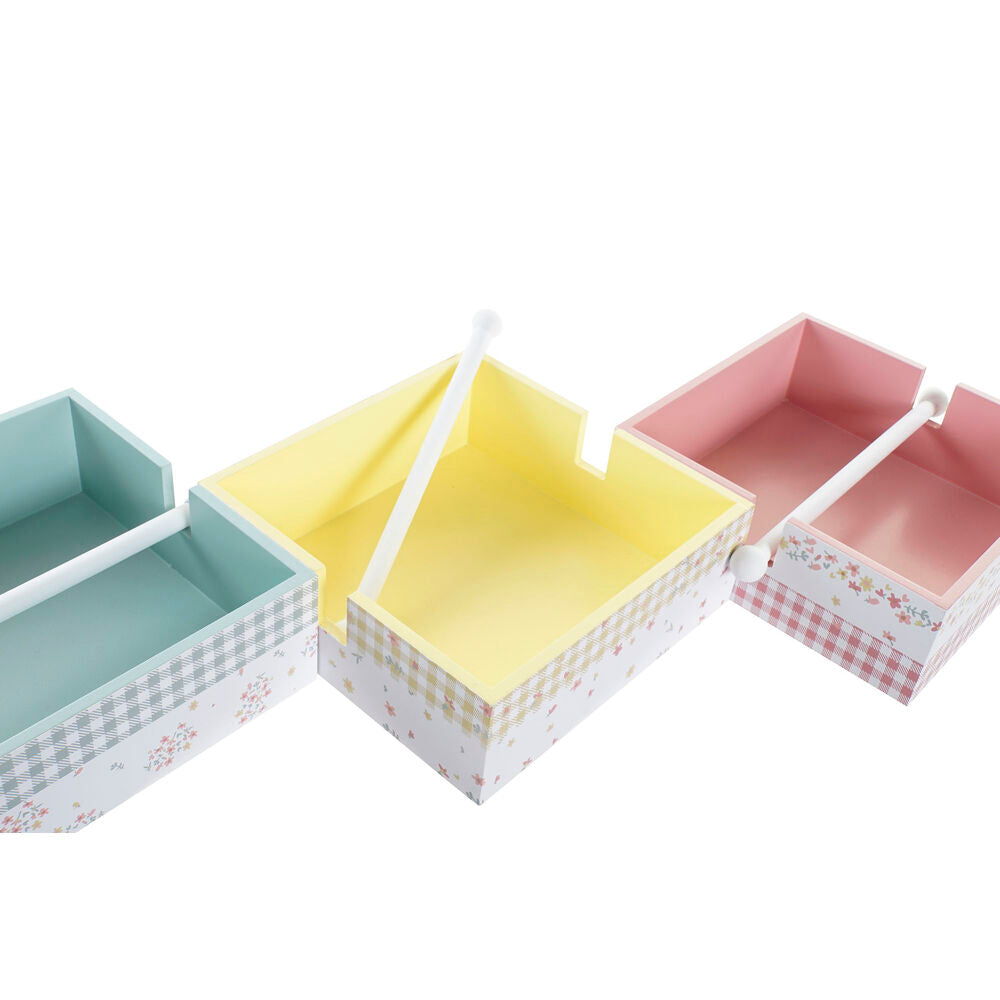 Serviettholder DKD Home Decor Vichy Sweet Metall MDF (22 x 18 x 6 cm) (3 enheter)