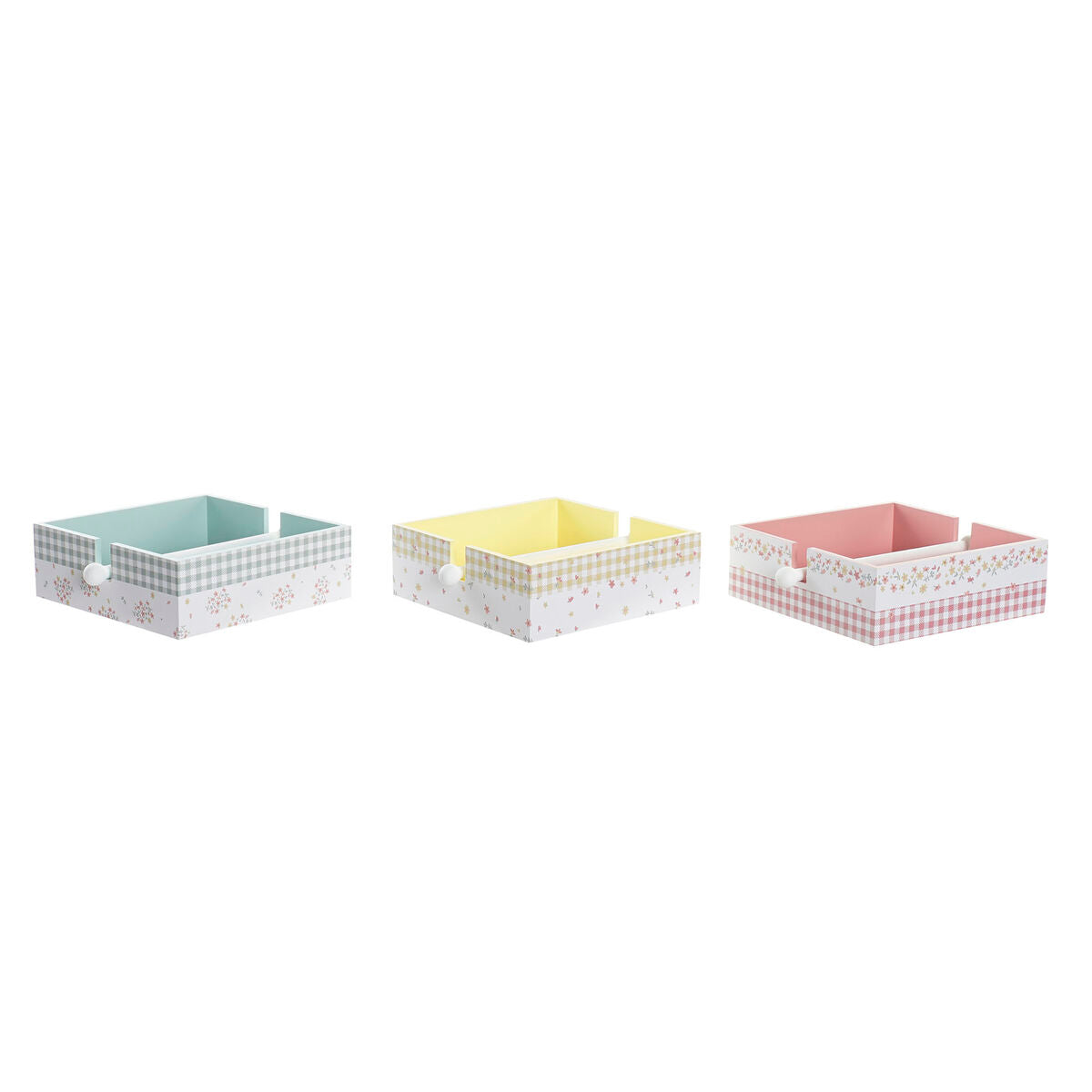 Serviettholder DKD Home Decor Vichy Sweet Metall MDF (22 x 18 x 6 cm) (3 enheter)