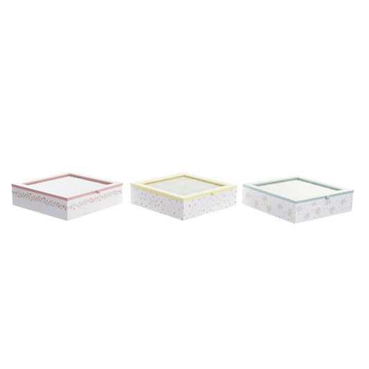 Boks for Infusjoner DKD Home Decor Krystall Metall MDF (24 x 24 x 7 cm) (3 enheter)