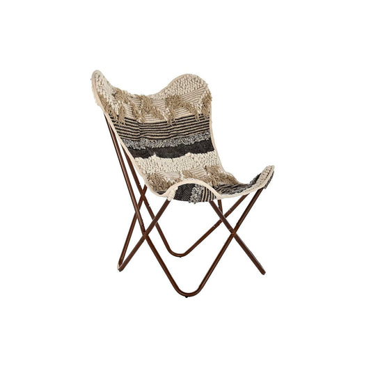 Puutarhatuoli DKD Home Decor Svart Brun Bomull Jern (74 x 65 x 90 cm)