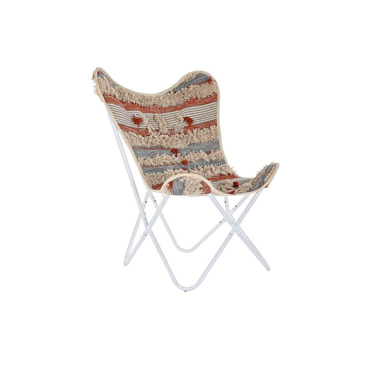 Puutarhatuoli DKD Home Decor Oransje Bomull Hvit Jern (74 x 65 x 90 cm)