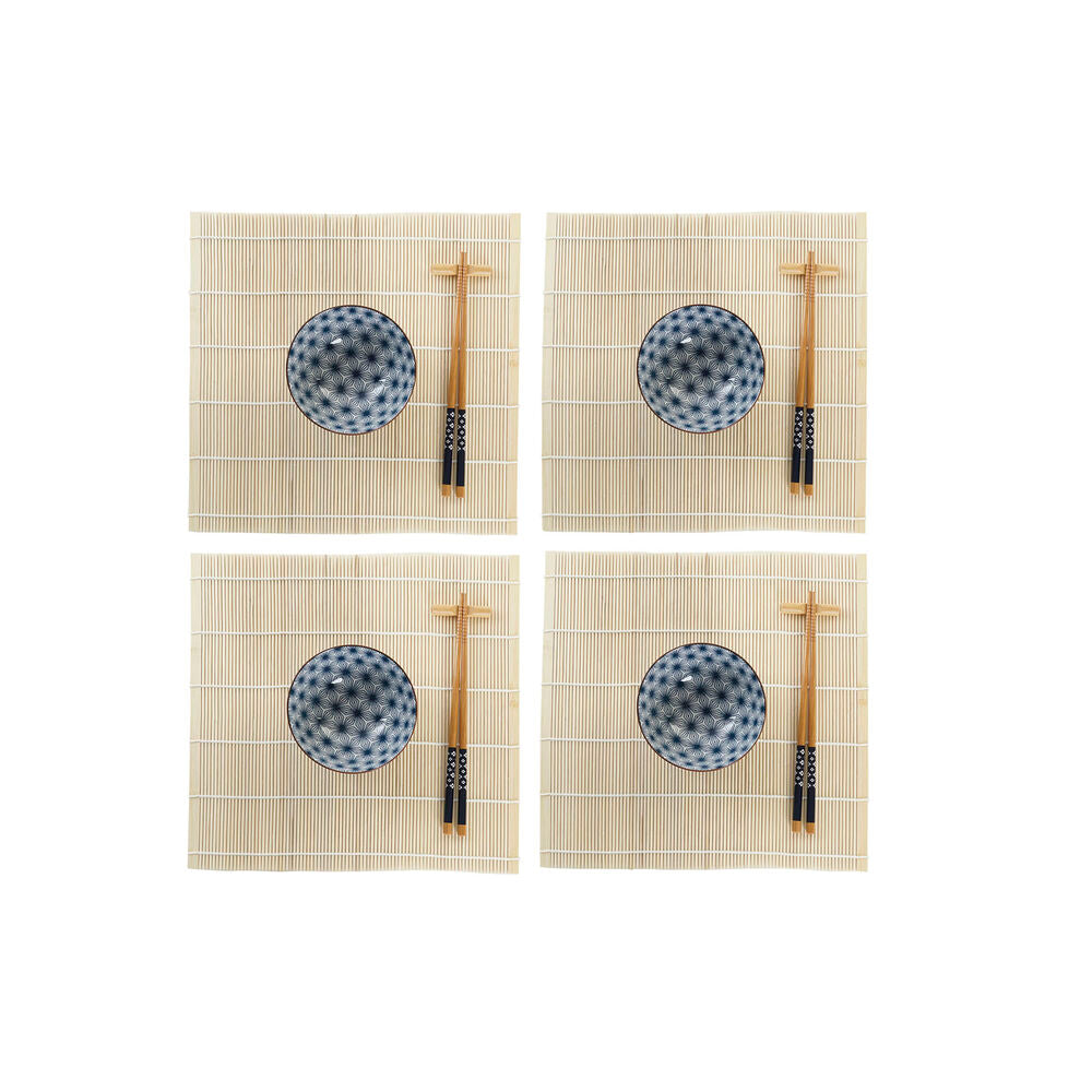 Sushisett DKD Home Decor Blå Bambus Steintøy (14,5 x 14,5 x 31 cm)