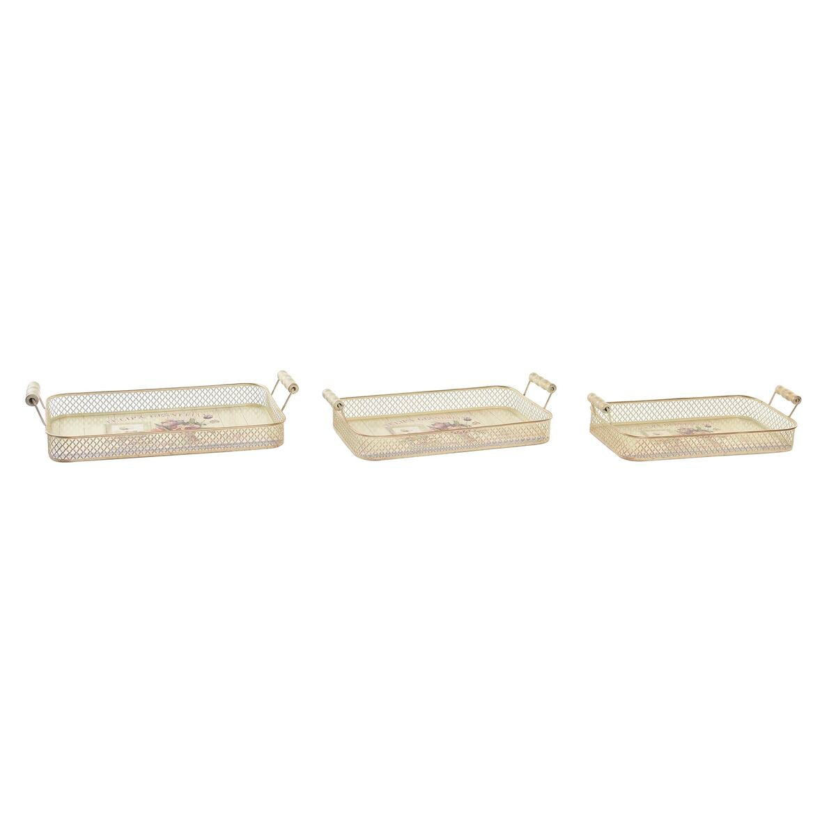 Sett med brett DKD Home Decor Metall (40 x 21 x 8 cm)