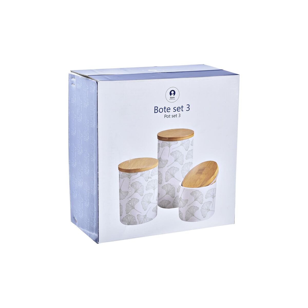 Sett med 3 båter DKD Home Decor Naturell Hvit Grønn Bambus Steintøy Tropisk (3 Deler)