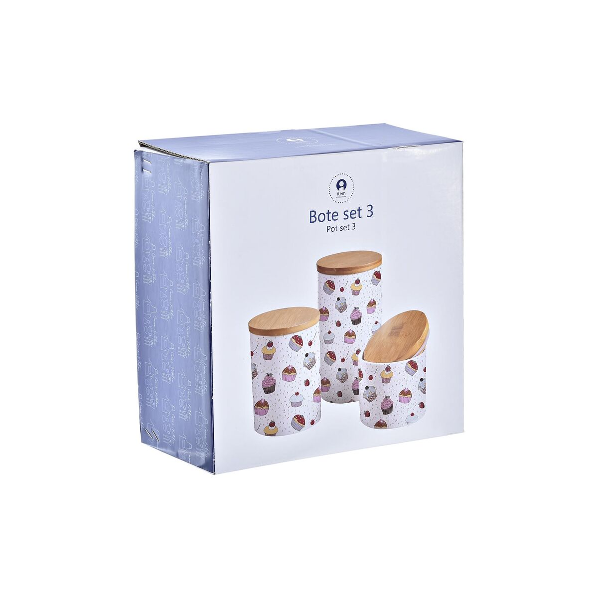 Sett med 3 båter DKD Home Decor Naturell Hvit Flerfarget Bambus Steintøy Cupcake (3 Deler)