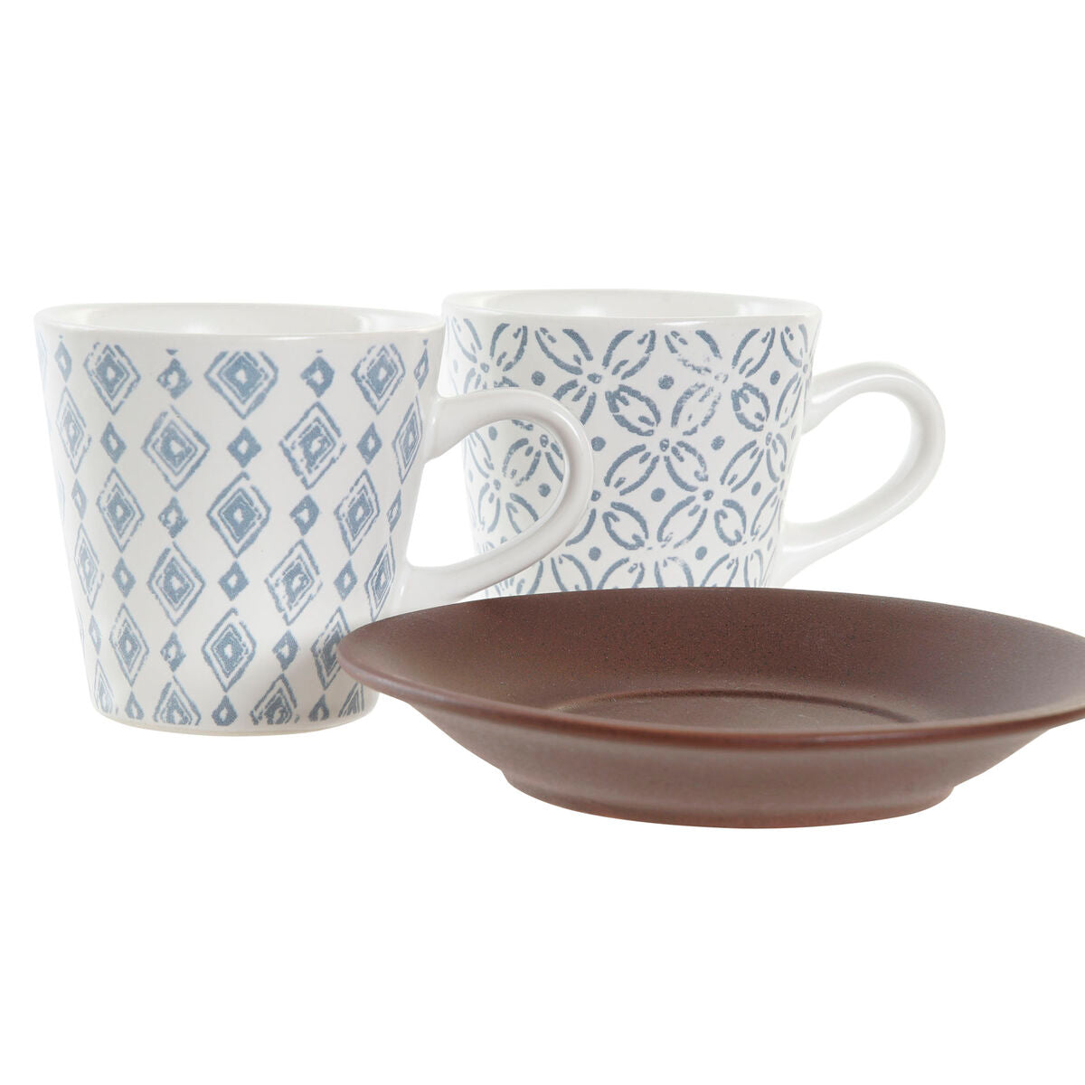 Delers Kaffekoppsett DKD Home Decor Blå Brun Steintøy (90 ml)