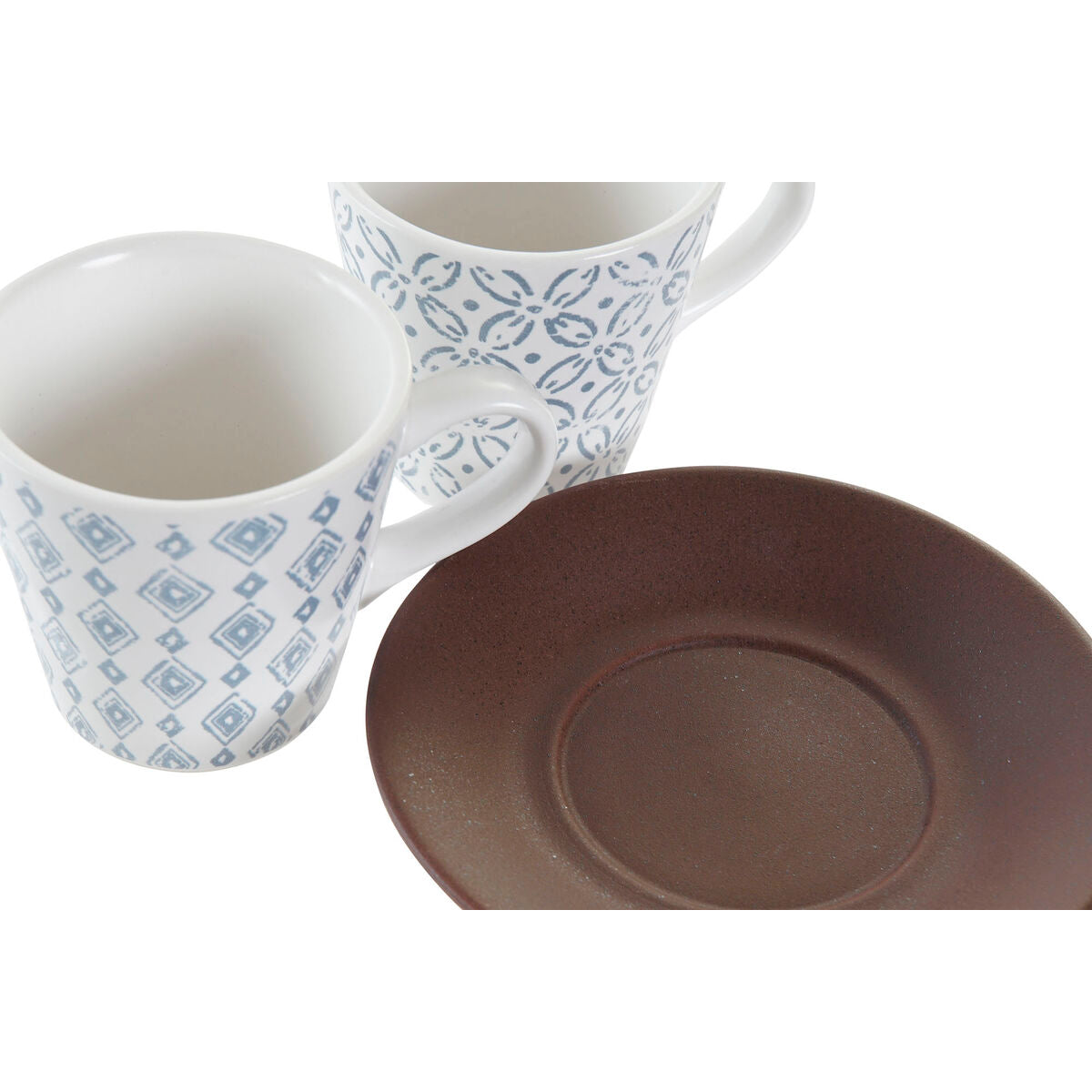 Delers Kaffekoppsett DKD Home Decor Blå Brun Steintøy (90 ml)