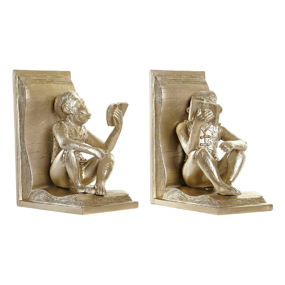 Kirjatuki DKD Home Decor Champagne Harpiks Kolonial Ape (13 x 12 x 17,5 cm)