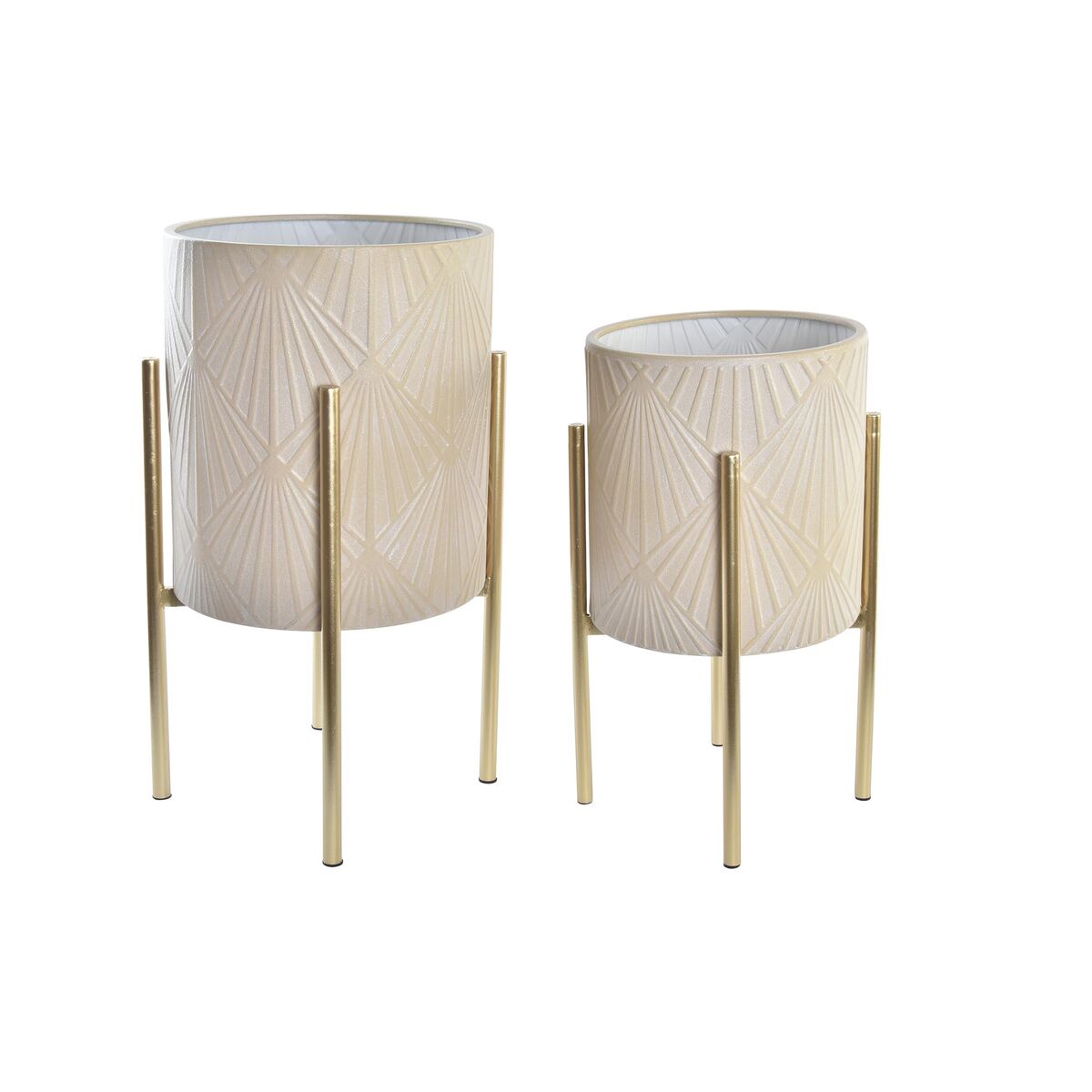 Grytesett  DKD Home Decor Rosa Gyllen Metall Moderne (31 x 31 x 58 cm)