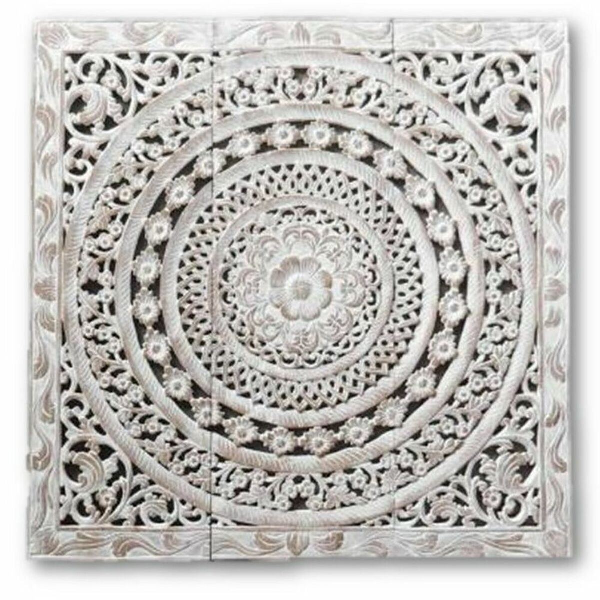 Veggpryd DKD Home Decor Hvit Mandala Tre MDF (120 x 3,5 x 120 cm)