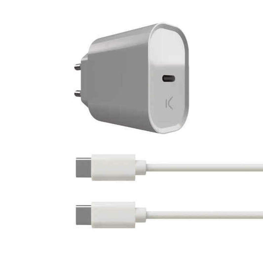 Vegglader + USB C-Kabel KSIX Hvit 20W