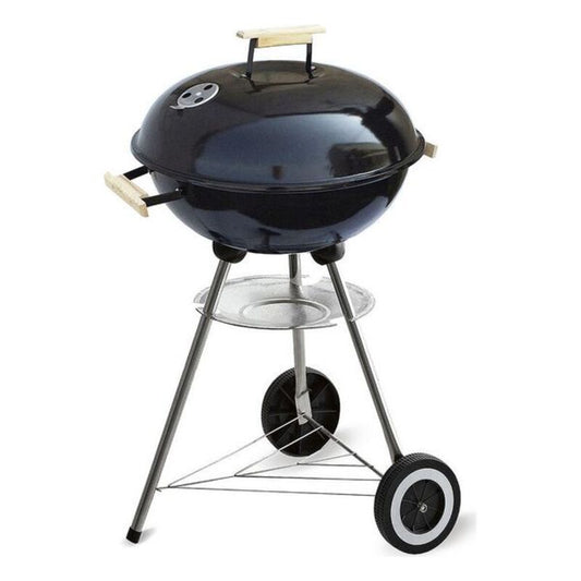 Kullgrill med Lokk og, Hjul Algon Svart (Ø 45 cm) Emaljerte Stål