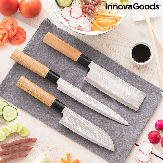 Sett med japanske kniver med profesjonell bæreveske Damas·Q InnovaGoods