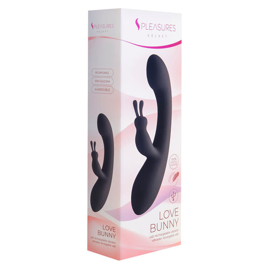 Rabbit Vibrator Rosa S Pleasures Svart (18,7 x 3,5 cm)
