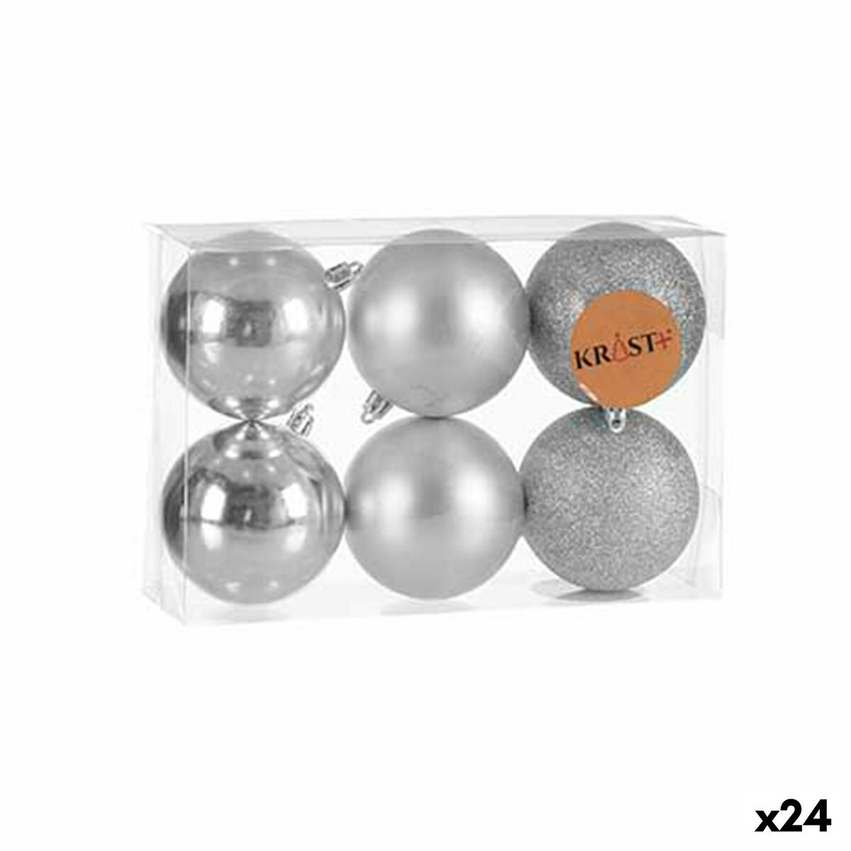 Sett med juletrekuler Sølv Plast 8 x 9 x 8 cm (24 enheter)