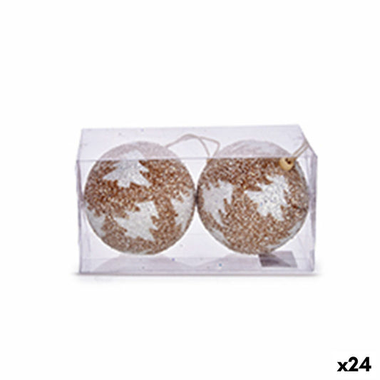 Sett med juletrekuler Ø 10 cm Gyllen Hvit PVC (24 enheter)